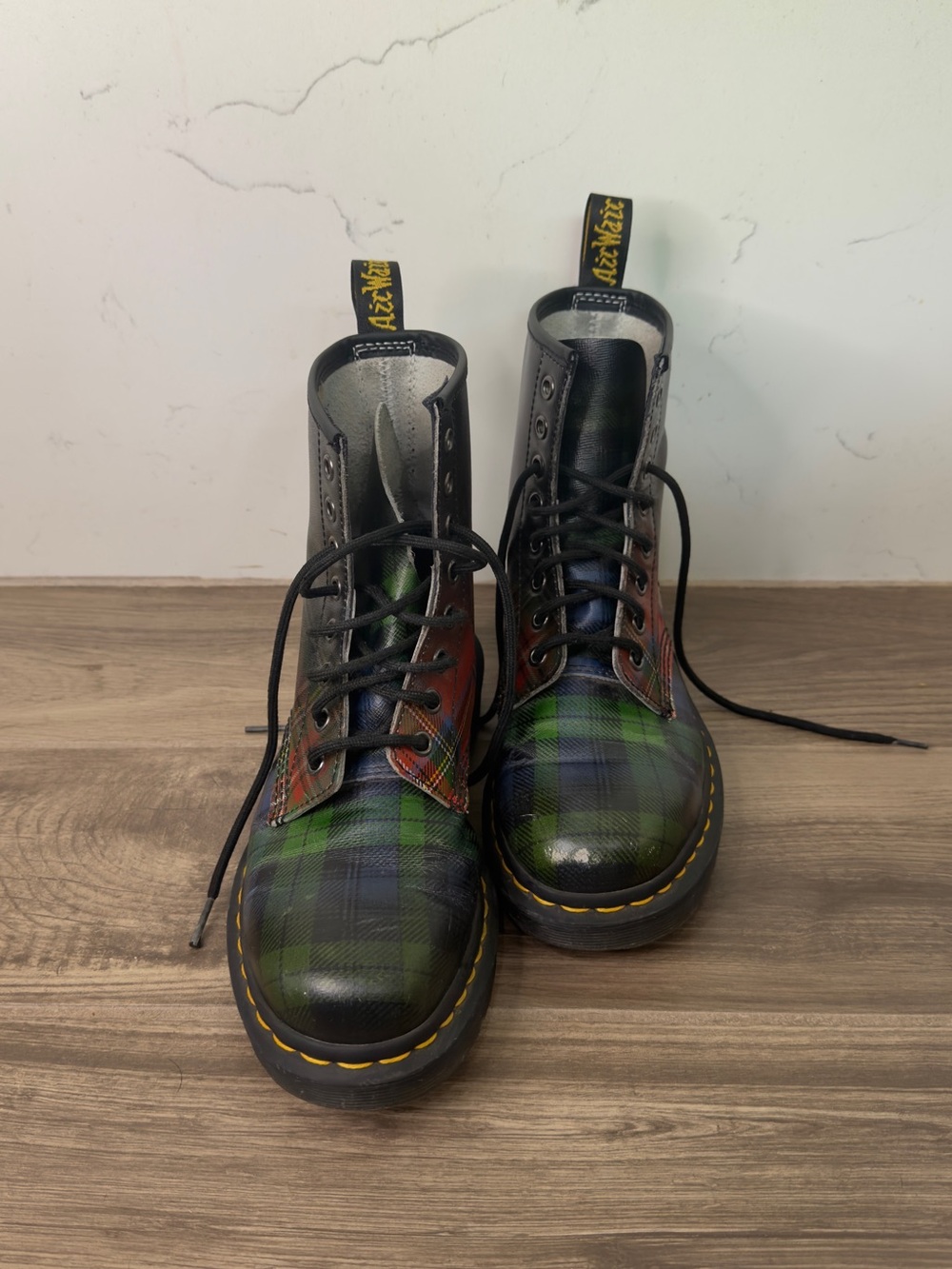 Dr. Martens 1460 TARTAN LEATHER LACE UP BOOTS Size 7 - Picture 4 of 14